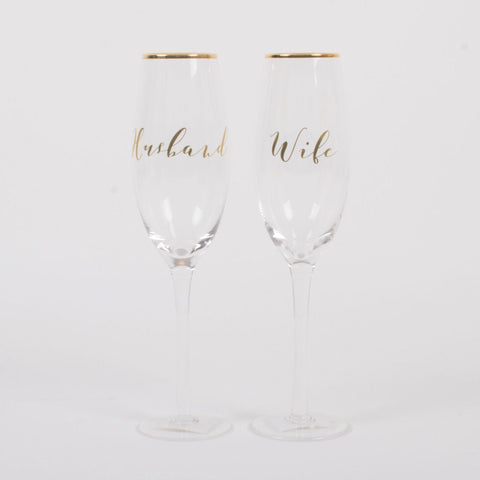 Husband and Wife Champagne Flutes (sold in pair)