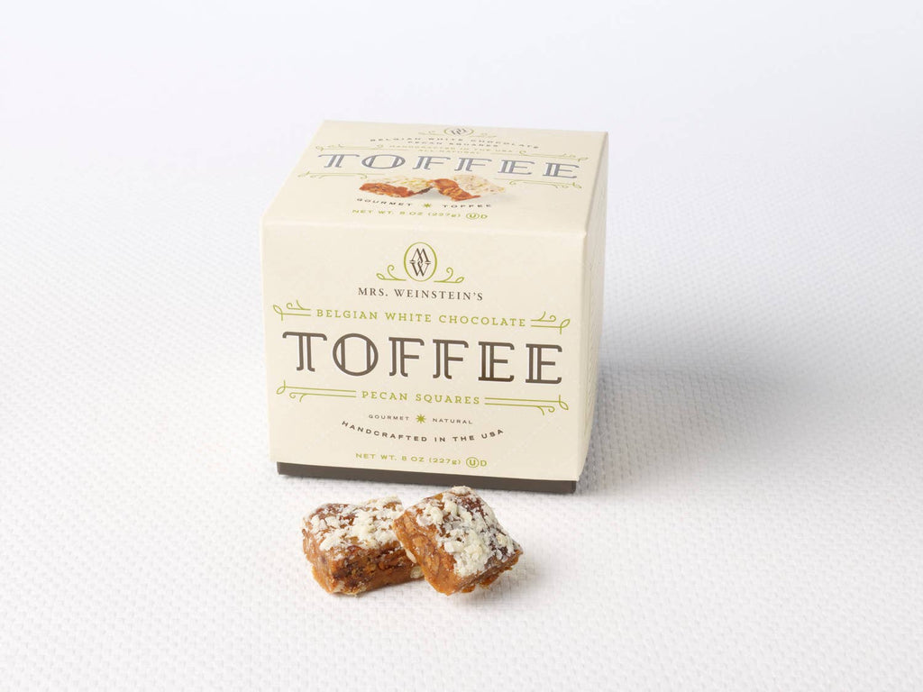 Mrs. Weinstein's Toffee - 8 oz Belgian White Chocolate Pecan Toffee Squares