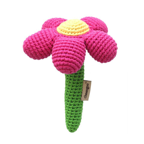 Cheengoo - Magenta Flower Hand Crocheted Rattle