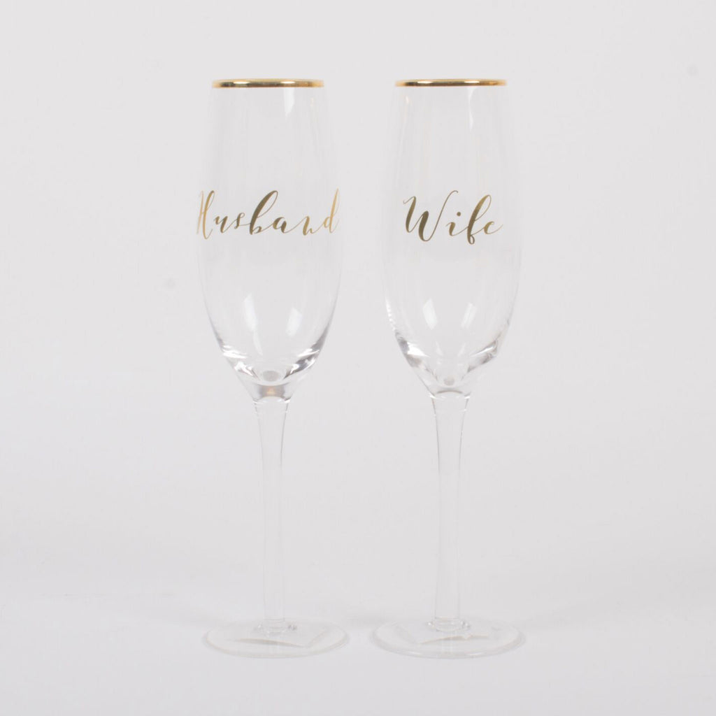 Husband and Wife Champagne Flutes (sold in pair)