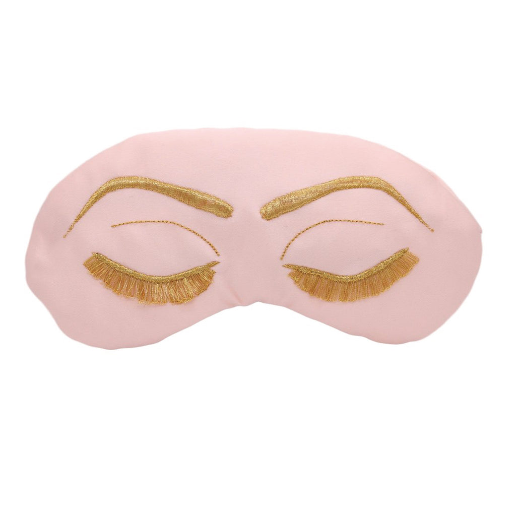 Vintage Glam Eyelashes in Blush with Metallic Gold Sleep Mask